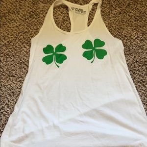 White razor back shamrock tank top